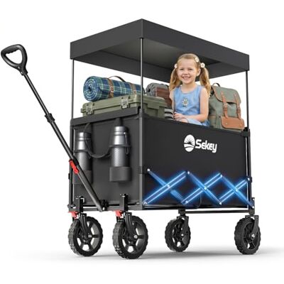 Sekey XXL Carrello Spiaggia con Tetto 150L 150KG, Carrello Pieghevole per Bambini, Carrelli Pieghevole con Ruote con Protezione Solare per Spiaggia Campeggio SE 4018, Nero Sekey XXL Carrello Spiaggia con Tetto 150L 150KG, Carrello Pieghevole per Bambini, Carrelli Pieghevole con Ruote con Protezione Solare per Spiaggia Campeggio SE 4018, Nero