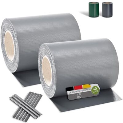 Juskys Strisce frangivista in PVC per recinzioni a Doppia Barra Set da 2-2 Rotoli da 35m x 19cm 60 Clip di Fissaggio Pellicola frangivista frangivento Grigio Chiaro Juskys Strisce frangivista in PVC per recinzioni a Doppia Barra Set da 2-2 Rotoli da 35m x 19cm 60 Clip di Fissaggio Pellicola frangivista frangivento Grigio Chiaro