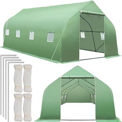 tectake ® Serra da Giardino in Acciaio e PVC, 600x300x205cm, 18 m² di Superficie Utile, 8 Finestre Laterali con Zanzariera, Serra Ideale per Verdure, Erbe, Frutta, Fiori, Resistente al Freddo e al Gelo tectake ® Serra da Giardino in Acciaio e PVC, 600x300x205cm, 18 m² di Superficie Utile, 8 Finestre Laterali con Zanzariera, Serra Ideale per Verdure, Erbe, Frutta, Fiori, Resistente al Freddo e al Gelo