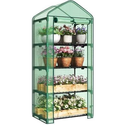 WOLTU Serra da Giardino, 4 Ripiani Metallici, Verde, 69x49x158cm PE Impermeabile; Svernamento; Piante/Fiori; Ortaggi/Semine; Esterno; Telo WOLTU Serra da Giardino, 4 Ripiani Metallici, Verde, 69x49x158cm PE Impermeabile; Svernamento; Piante/Fiori; Ortaggi/Semine; Esterno; Telo