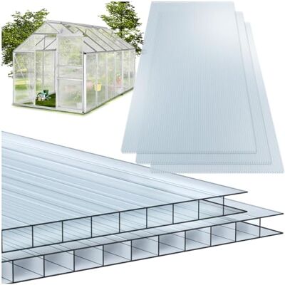 tectake ® Set di 14 Lastre Alveolari In Policarbonato, 6 mm, 121 x 60,5 cm, 10,25 m², Lastre Doppie Resistenti a Intemperie e al Calore, Trasparenti, Resistente Raggi UV, Tagliabili, per Serre, Tettoie tectake ® Set di 14 Lastre Alveolari In Policarbonato, 6 mm, 121 x 60,5 cm, 10,25 m², Lastre Doppie Resistenti a Intemperie e al Calore, Trasparenti, Resistente Raggi UV, Tagliabili, per Serre, Tettoie