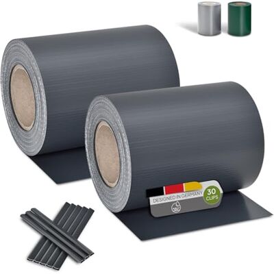 Juskys Strisce frangivista in PVC per recinzioni a Doppia Barra Set da 2-2 Rotoli da 35m x 19cm 60 Clip di Fissaggio Pellicola frangivista frangivento Grigio Chiaro Juskys Strisce frangivista in PVC per recinzioni a Doppia Barra Set da 2-2 Rotoli da 35m x 19cm 60 Clip di Fissaggio Pellicola frangivista frangivento Grigio Chiaro