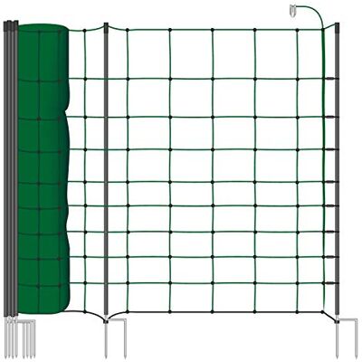 Voss Rete per recinzioni da pascolo elettrificabili,Altezza 108 cm e Lunghezza 50 m, a Doppia Punta, 20 Pali Neri, Colore Verde Voss Rete per recinzioni da pascolo elettrificabili,Altezza 108 cm e Lunghezza 50 m, a Doppia Punta, 20 Pali Neri, Colore Verde