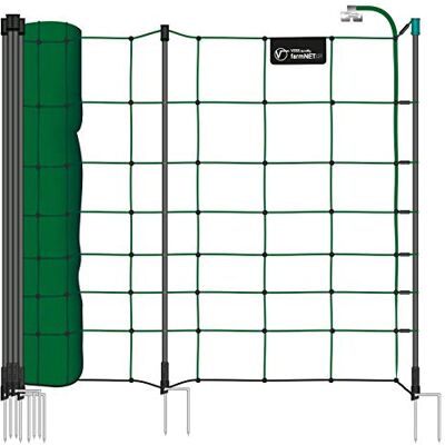 Voss Rete per recinzioni da pascolo elettrificabili, Altezza 90 cm e Lunghezza 50 m, 20 Pali Neri, a Punta Singola, Colore Verde Pino Voss Rete per recinzioni da pascolo elettrificabili, Altezza 90 cm e Lunghezza 50 m, 20 Pali Neri, a Punta Singola, Colore Verde Pino