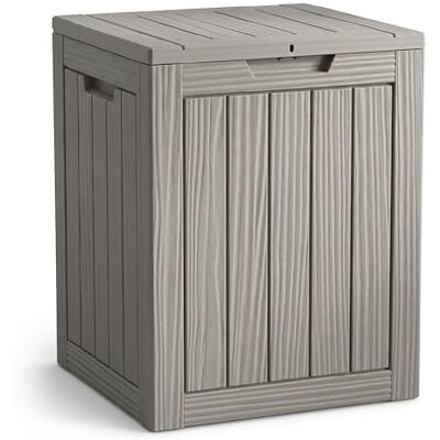 AKORD Baule da Giardino Impermeabile 113L Cassapanca Esterna in Polipropilene Effetto Legno Scatola Contenitore per Balcone e Terrazza, 46x43x58,5 cm, Grigio AKORD Baule da Giardino Impermeabile 113L Cassapanca Esterna in Polipropilene Effetto Legno Scatola Contenitore per Balcone e Terrazza, 46x43x58,5 cm, Grigio