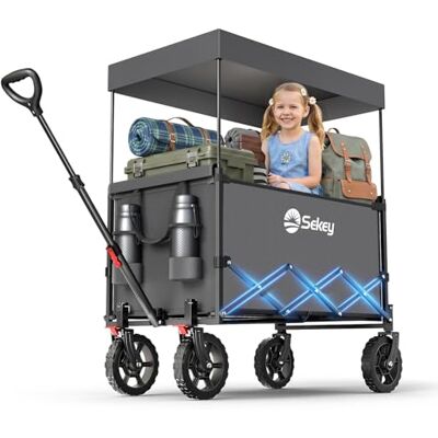 Sekey XXL Carrello Spiaggia con Tetto 150L 150KG, Carrello Pieghevole per Bambini, Carrelli Pieghevole con Ruote con Protezione Solare per Spiaggia Campeggio SE 4018, Grigio Sekey XXL Carrello Spiaggia con Tetto 150L 150KG, Carrello Pieghevole per Bambini, Carrelli Pieghevole con Ruote con Protezione Solare per Spiaggia Campeggio SE 4018, Grigio