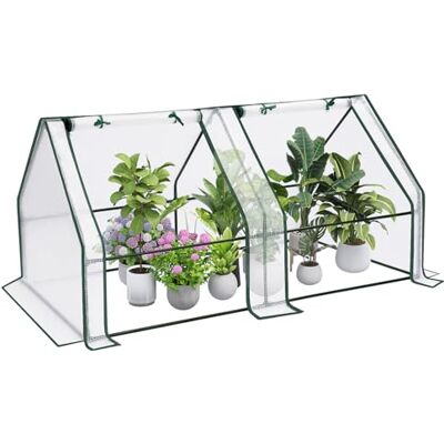 WOLTU Serra Svernamento PE, Telo Rinforzato, 2 Porte, Bianco, 180x90x90cm PE 140g/m²; Tubo di Acciaio; Avvolgibili; Telaio; Giardino WOLTU Serra Svernamento PE, Telo Rinforzato, 2 Porte, Bianco, 180x90x90cm PE 140g/m²; Tubo di Acciaio; Avvolgibili; Telaio; Giardino