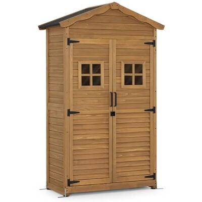 MCombo M casetta da giardino in legno resistente alle intemperie, casetta per attrezzi da esterno, per giardino terrazzo, casetta per attrezzi con 2 ripiani mobili, 57×109×180 cm, 1152 (natura) MCombo M casetta da giardino in legno resistente alle intemperie, casetta per attrezzi da esterno, per giardino terrazzo, casetta per attrezzi con 2 ripiani mobili, 57×109×180 cm, 1152 (natura)