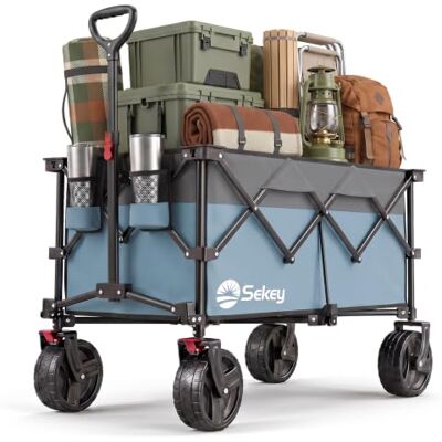 Sekey XXL Plus Carrello Spiaggia con Freni 200L 150KG, Carrello Pieghevole Ruote Grandi Extra Tutti i Terreni, Brevettato Pieghevole da QUATTRO Direzioni SE4011, Grigio con Blu Sekey XXL Plus Carrello Spiaggia con Freni 200L 150KG, Carrello Pieghevole Ruote Grandi Extra Tutti i Terreni, Brevettato Pieghevole da QUATTRO Direzioni SE4011, Grigio con Blu