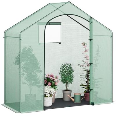 WOLTU Serra da Giardino Tipi, Porta a Zip, Verde, 200x80x200cm Base Tessuto PE Nero; Telaio in Acciaio; Pomodori/Ortaggi; Piante; Fiori WOLTU Serra da Giardino Tipi, Porta a Zip, Verde, 200x80x200cm Base Tessuto PE Nero; Telaio in Acciaio; Pomodori/Ortaggi; Piante; Fiori