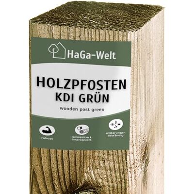 HaGa Palo in legno 9 x 9 cm, altezza 150 cm, 1 pezzo, per recinzioni, legno di pino impregnato in autoclave, ideale come recinzione da giardino o per cani HaGa Palo in legno 9 x 9 cm, altezza 150 cm, 1 pezzo, per recinzioni, legno di pino impregnato in autoclave, ideale come recinzione da giardino o per cani