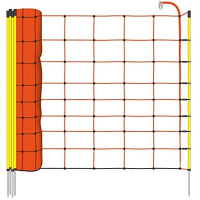 Voss Rete per recinzioni da pascolo elettrificabile, Altezza 90 cm e 50 m di Lunghezza, a Punta Singola,14 Pali Gialli, Colore Arancione Voss Rete per recinzioni da pascolo elettrificabile, Altezza 90 cm e 50 m di Lunghezza, a Punta Singola,14 Pali Gialli, Colore Arancione