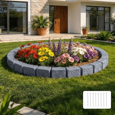 VEVOR Kit Bordura per Aiuole Effetto Pietra 4725 mm, Recinzione per Giardino Senza Bisogno di Scavo, Confezione 4 Pezzi da 6 Mattoni Ciascuno e 8 Picchetti, Grigio Arenaria, per Prato Aiuole Cortili VEVOR Kit Bordura per Aiuole Effetto Pietra 4725 mm, Recinzione per Giardino Senza Bisogno di Scavo, Confezione 4 Pezzi da 6 Mattoni Ciascuno e 8 Picchetti, Grigio Arenaria, per Prato Aiuole Cortili