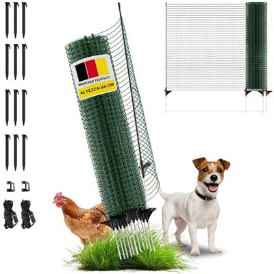 horizont Recinzione Mobile FIX 20m x 80cm Rete da Giardino a Maglia Stretta 17x17mm Con 12 Pali in Fibra di Vetro Barriera Protezione Cani, Aiuole, Campeggio horizont Recinzione Mobile FIX 20m x 80cm Rete da Giardino a Maglia Stretta 17x17mm Con 12 Pali in Fibra di Vetro Barriera Protezione Cani, Aiuole, Campeggio