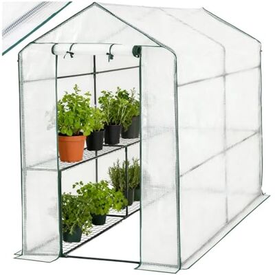 tectake ® Serra da Giardino con Telaio in Acciaio, Serra per Orto con 4 Griglie di Appoggio in Metallo, Pellicola Retinata in Propilene, Comoda Porta di Accesso, Resistente ai Raggi UV Bianco tectake ® Serra da Giardino con Telaio in Acciaio, Serra per Orto con 4 Griglie di Appoggio in Metallo, Pellicola Retinata in Propilene, Comoda Porta di Accesso, Resistente ai Raggi UV Bianco