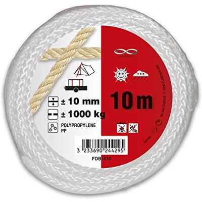 Chapuis – Corda in polipropilene intrecciata – Resistenza alla rottura indicativa 1 T – Diametro 10 mm – Lunghezza 10 m – Bianco Chapuis – Corda in polipropilene intrecciata – Resistenza alla rottura indicativa 1 T – Diametro 10 mm – Lunghezza 10 m – Bianco