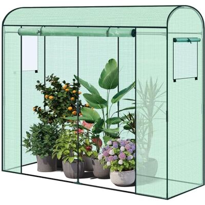 WOLTU Serra da Giardino a Tunnel, 2 Finestre, Verde, 170x68x200cm Acciaio Zincato; PE 140g/m²; Porta a Zip; Avvolgibile; Laterali; Giardino WOLTU Serra da Giardino a Tunnel, 2 Finestre, Verde, 170x68x200cm Acciaio Zincato; PE 140g/m²; Porta a Zip; Avvolgibile; Laterali; Giardino