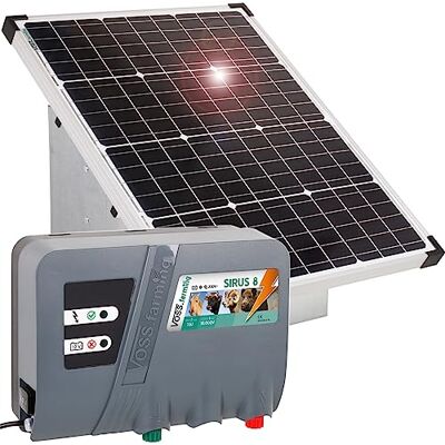 Voss Set recinti elettrici con Pannello fotovoltaico 50 W, elettrificatore 12 V Sirus 8 e Scatola Metallica Voss Set recinti elettrici con Pannello fotovoltaico 50 W, elettrificatore 12 V Sirus 8 e Scatola Metallica