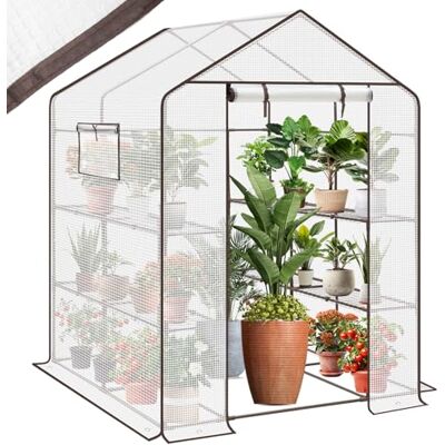 Sekey Serra da Giardino con 10 Ripiani, con Porta per arrotolare la Serra, per pomodori, Verdure, Giardino, 143 x 143 x 195 cm, Bianco Serra Giardino Tunnel Sekey Serra da Giardino con 10 Ripiani, con Porta per arrotolare la Serra, per pomodori, Verdure, Giardino, 143 x 143 x 195 cm, Bianco Serra Giardino Tunnel