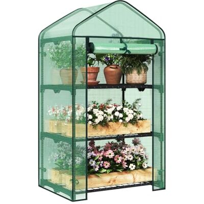 WOLTU Serra da Giardino, 3 Ripiani Metallici, Verde, 69x49x125cm PE Impermeabile; Svernamento; Piante/Fiori; Ortaggi/Semine; Esterno; Telo WOLTU Serra da Giardino, 3 Ripiani Metallici, Verde, 69x49x125cm PE Impermeabile; Svernamento; Piante/Fiori; Ortaggi/Semine; Esterno; Telo