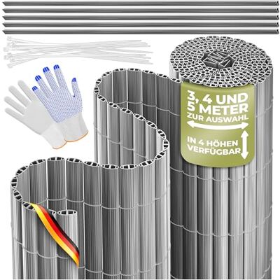 KESSER ® Recinzione frangivista in PVC per esterni, 120 x 400 cm, copertura per balcone, protezione dal vento, lamelle rinforzate per balcone e terrazza, con fascette, copertura e guanti, colore KESSER ® Recinzione frangivista in PVC per esterni, 120 x 400 cm, copertura per balcone, protezione dal vento, lamelle rinforzate per balcone e terrazza, con fascette, copertura e guanti, colore