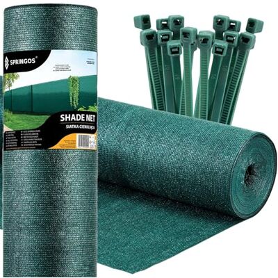 SPRINGOS Rete ombreggiante Rete ombreggiante 1 x 25 m Rete di Recinzione 140 g/m² incl. 100 Fascette SPRINGOS Rete ombreggiante Rete ombreggiante 1 x 25 m Rete di Recinzione 140 g/m² incl. 100 Fascette