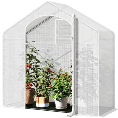 WOLTU Serra da Giardino Tipi, Porta a Zip, Bianco, 200x80x200cm Base Tessuto PE Nero; Telaio in Acciaio; Pomodori/Ortaggi; Piante; Fiori WOLTU Serra da Giardino Tipi, Porta a Zip, Bianco, 200x80x200cm Base Tessuto PE Nero; Telaio in Acciaio; Pomodori/Ortaggi; Piante; Fiori