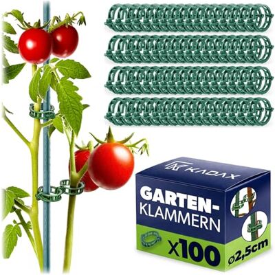 KADAX Clip per piante Ø 2,5 cm, 100 pezzi, clip per piante in plastica, clip per pomodori, clip per piante rampicanti in serra e giardino KADAX Clip per piante Ø 2,5 cm, 100 pezzi, clip per piante in plastica, clip per pomodori, clip per piante rampicanti in serra e giardino
