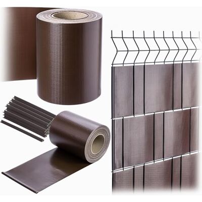 KADAX Strisce frangivista in PVC, 35 m x 19 cm, per recinzioni a doppia asta, con 20 clip di fissaggio, protezione dal vento, pellicola per recinzione a asta, marrone KADAX Strisce frangivista in PVC, 35 m x 19 cm, per recinzioni a doppia asta, con 20 clip di fissaggio, protezione dal vento, pellicola per recinzione a asta, marrone