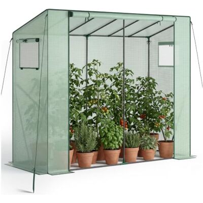 tectake ® Serra in Plastica per Giardino, 200 x 77 x 170 cm, Anti Raggi UV Resistente alle Intemperie, Struttura a Incastro, Porta Avvolgibile, Finestre Laterali, Volume 2, 4 m³, Zanzariera, Verde tectake ® Serra in Plastica per Giardino, 200 x 77 x 170 cm, Anti Raggi UV Resistente alle Intemperie, Struttura a Incastro, Porta Avvolgibile, Finestre Laterali, Volume 2, 4 m³, Zanzariera, Verde