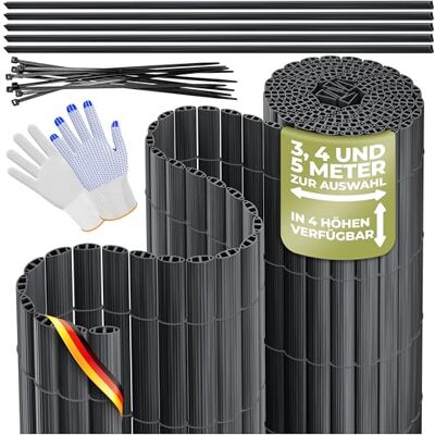 KESSER ® Recinzione frangivista in PVC per balcone, 100x300 cm, protezione da sguardi indiscreti e dal vento, lamelle rinforzate per balcone e terrazza, copertura e guanti antracite inclusi KESSER ® Recinzione frangivista in PVC per balcone, 100x300 cm, protezione da sguardi indiscreti e dal vento, lamelle rinforzate per balcone e terrazza, copertura e guanti antracite inclusi