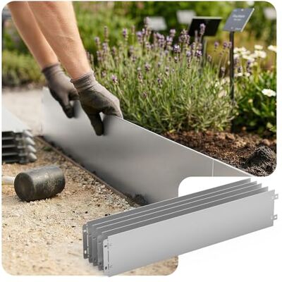 VOUNOT ® Bordatura da Giardino in Metallo Zincato 35M, Bordo per Aiuola di separazione Resistente, Recinzione Flessibile per Prato, Spessore 0,7 mm, 18x100 cm, 35 Pezzi per Giardino Piante orto VOUNOT ® Bordatura da Giardino in Metallo Zincato 35M, Bordo per Aiuola di separazione Resistente, Recinzione Flessibile per Prato, Spessore 0,7 mm, 18x100 cm, 35 Pezzi per Giardino Piante orto