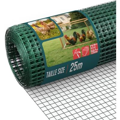 VOUNOT ® Rete Metallica Plastificata PVC 0,5x25 m, Maglia 25 mm Filo 1 mm, Rete per Recinzione Giardino e Pollame, Recinzioni per Piccoli Animali e Pollai, Verde VOUNOT ® Rete Metallica Plastificata PVC 0,5x25 m, Maglia 25 mm Filo 1 mm, Rete per Recinzione Giardino e Pollame, Recinzioni per Piccoli Animali e Pollai, Verde