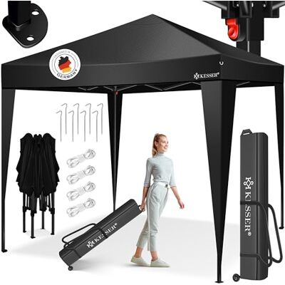KESSER ® Gazebo Pieghevole 3x3m Pop-Up Regolabile in Altezza Stabile Impermeabile Resistente all’Inverno Protezione UV 50+ Inclusa Borsa con Ruote & Ancoraggio al Suolo Nero/Nero KESSER ® Gazebo Pieghevole 3x3m Pop-Up Regolabile in Altezza Stabile Impermeabile Resistente all’Inverno Protezione UV 50+ Inclusa Borsa con Ruote & Ancoraggio al Suolo Nero/Nero