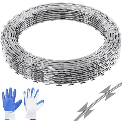 VEVOR Filo spinato per Rasoio, 75 m, 5 Bobine per Rotolo, Recinzione di Filo spinato per Rasoio, Filo spinato in Acciaio zincato, Rotoli di Protezione utile per Il Giardino VEVOR Filo spinato per Rasoio, 75 m, 5 Bobine per Rotolo, Recinzione di Filo spinato per Rasoio, Filo spinato in Acciaio zincato, Rotoli di Protezione utile per Il Giardino