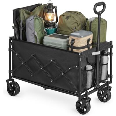 SONGMICS Carrello da Spiaggia, Capiente 150 L, Portante 150 kg, Carrello Pieghevole con Ruote, con Manico regolabile e Sacchetti per Tazze, per Spesa, Campeggio, Festa, Nero Inchiostro SONGMICS Carrello da Spiaggia, Capiente 150 L, Portante 150 kg, Carrello Pieghevole con Ruote, con Manico regolabile e Sacchetti per Tazze, per Spesa, Campeggio, Festa, Nero Inchiostro