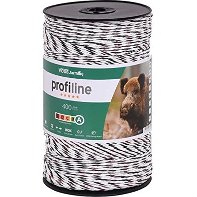 Voss Filo per recinzioni elettriche, Lunghezza 400 m, con Fili in Acciaio 3 x 0,20 e Fili in Rame 3 x 0,25, Colore Bianco/Nero Voss Filo per recinzioni elettriche, Lunghezza 400 m, con Fili in Acciaio 3 x 0,20 e Fili in Rame 3 x 0,25, Colore Bianco/Nero