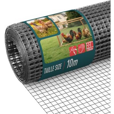 VOUNOT ® Rete Metallica Plastificata PVC 1x10 m, Maglia 25 mm Filo 1 mm, Rete per Recinzione Giardino e Pollame, Recinzioni per Piccoli Animali e Pollai, Grigio VOUNOT ® Rete Metallica Plastificata PVC 1x10 m, Maglia 25 mm Filo 1 mm, Rete per Recinzione Giardino e Pollame, Recinzioni per Piccoli Animali e Pollai, Grigio