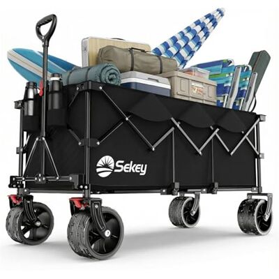 Sekey XXXL Carrello Spiaggia 300L 200KG, Modello Allungato con Ruote Fuoristrada 17x10 cm, Brevetto Sistema 4 Vie Montaggio Istantaneo, Nero Sekey XXXL Carrello Spiaggia 300L 200KG, Modello Allungato con Ruote Fuoristrada 17x10 cm, Brevetto Sistema 4 Vie Montaggio Istantaneo, Nero