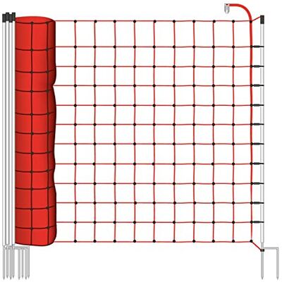 Voss Rete per recinzioni da pascolo elettrificabile, Altezza 170 cm e 25 m di Lunghezza, a Punta Doppia, 8 Pali Bianchi, Colore Rosso Voss Rete per recinzioni da pascolo elettrificabile, Altezza 170 cm e 25 m di Lunghezza, a Punta Doppia, 8 Pali Bianchi, Colore Rosso