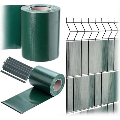 KADAX Strisce frangivista in PVC, 35 m x 19 cm, per recinzioni a doppia asta, con 20 clip di fissaggio, protezione dal vento, pellicola per recinzione a asta, verde KADAX Strisce frangivista in PVC, 35 m x 19 cm, per recinzioni a doppia asta, con 20 clip di fissaggio, protezione dal vento, pellicola per recinzione a asta, verde
