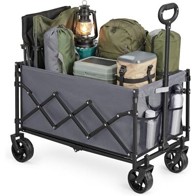 SONGMICS Carrello da Spiaggia, Capiente 150 L, Portante 150 kg, Carrello Pieghevole con Ruote, con Manico regolabile e Sacchetti per Tazze, per Spesa, Campeggio, Festa, Grigio Tortora SONGMICS Carrello da Spiaggia, Capiente 150 L, Portante 150 kg, Carrello Pieghevole con Ruote, con Manico regolabile e Sacchetti per Tazze, per Spesa, Campeggio, Festa, Grigio Tortora