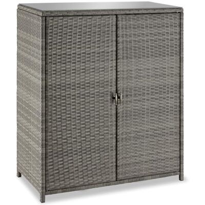 tectake ® Armadio da Giardino in Rattan, 84 x 40 x 103 cm, 4 Scomparti, Armadietto da Giardino con Telaio in Alluminio, Ripostiglio da Esterno con Lastra in Vetro Rimovibile, Porte a 2 Ante -Grigio tectake ® Armadio da Giardino in Rattan, 84 x 40 x 103 cm, 4 Scomparti, Armadietto da Giardino con Telaio in Alluminio, Ripostiglio da Esterno con Lastra in Vetro Rimovibile, Porte a 2 Ante -Grigio