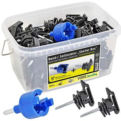 Voss Scatola 100 pz Starter Box, contenente isolatori per Nastri da Recinzione elettrica, isolatori per Corde da Recinzione elettrica, Un Avvitatore Manuale Voss Scatola 100 pz Starter Box, contenente isolatori per Nastri da Recinzione elettrica, isolatori per Corde da Recinzione elettrica, Un Avvitatore Manuale