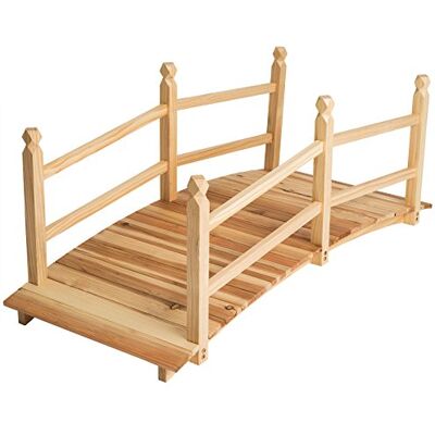 tectake ® Ponte da Giardino con Ringhiera in Legno 137x58x58cm, Ponticello Esterno capacità Max 150 kg, Passerella Design arcuato, Decorazioni in Legno, Ideale Arredo Giardino, Laghetto Marrone tectake ® Ponte da Giardino con Ringhiera in Legno 137x58x58cm, Ponticello Esterno capacità Max 150 kg, Passerella Design arcuato, Decorazioni in Legno, Ideale Arredo Giardino, Laghetto Marrone