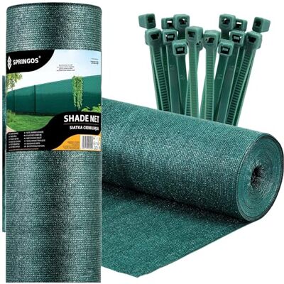 SPRINGOS Rete ombreggiante per Recinzione Rete ombreggiante 1,2 x 50 m incl. 200 Fascette 140 g/m² SPRINGOS Rete ombreggiante per Recinzione Rete ombreggiante 1,2 x 50 m incl. 200 Fascette 140 g/m²