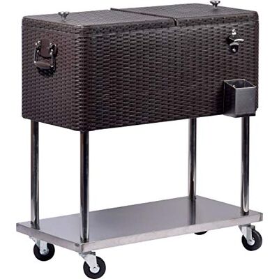 dobar ® Tahiti Carrello refrigerante per Bevande con Ruote, Carrello da Portata per Bevande, con Rattan, 76 Litri, per Giardino, terrazza, Balcone, 83 x 48 x 87 cm, Marrone dobar ® Tahiti Carrello refrigerante per Bevande con Ruote, Carrello da Portata per Bevande, con Rattan, 76 Litri, per Giardino, terrazza, Balcone, 83 x 48 x 87 cm, Marrone