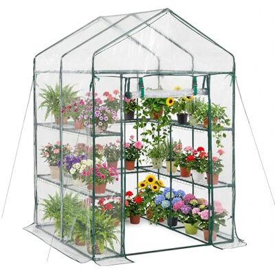 VEVOR Serra da Esterno Trasparente, Serra da Giardino Portatile 137 x 137 x 196 cm Copertura in PE da 130 g/m² con Porta Avvolgibile con Cerniera 10 Mensole per Piante Fiori Ortaggio Giardino VEVOR Serra da Esterno Trasparente, Serra da Giardino Portatile 137 x 137 x 196 cm Copertura in PE da 130 g/m² con Porta Avvolgibile con Cerniera 10 Mensole per Piante Fiori Ortaggio Giardino