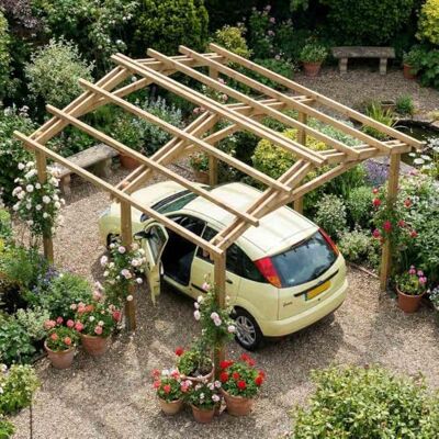 SUNWOOD Pergola in legno 400x400 cm, in pino impregnato, Made in Italy SUNWOOD Pergola in legno 400x400 cm, in pino impregnato, Made in Italy
