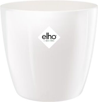 Elho Brussels Diamond Round Vaso di Fiori, Bianco, 22.4x22.4x20.1 cm